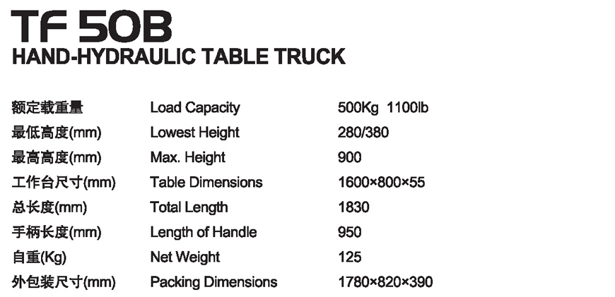 手動平臺車 TF 50B 手動平臺車 TF 50B